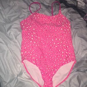 Pink Leopard print one piece bathing suit